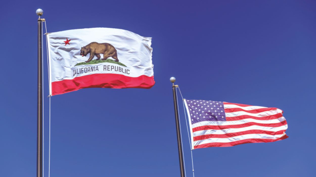 California and USA Flag